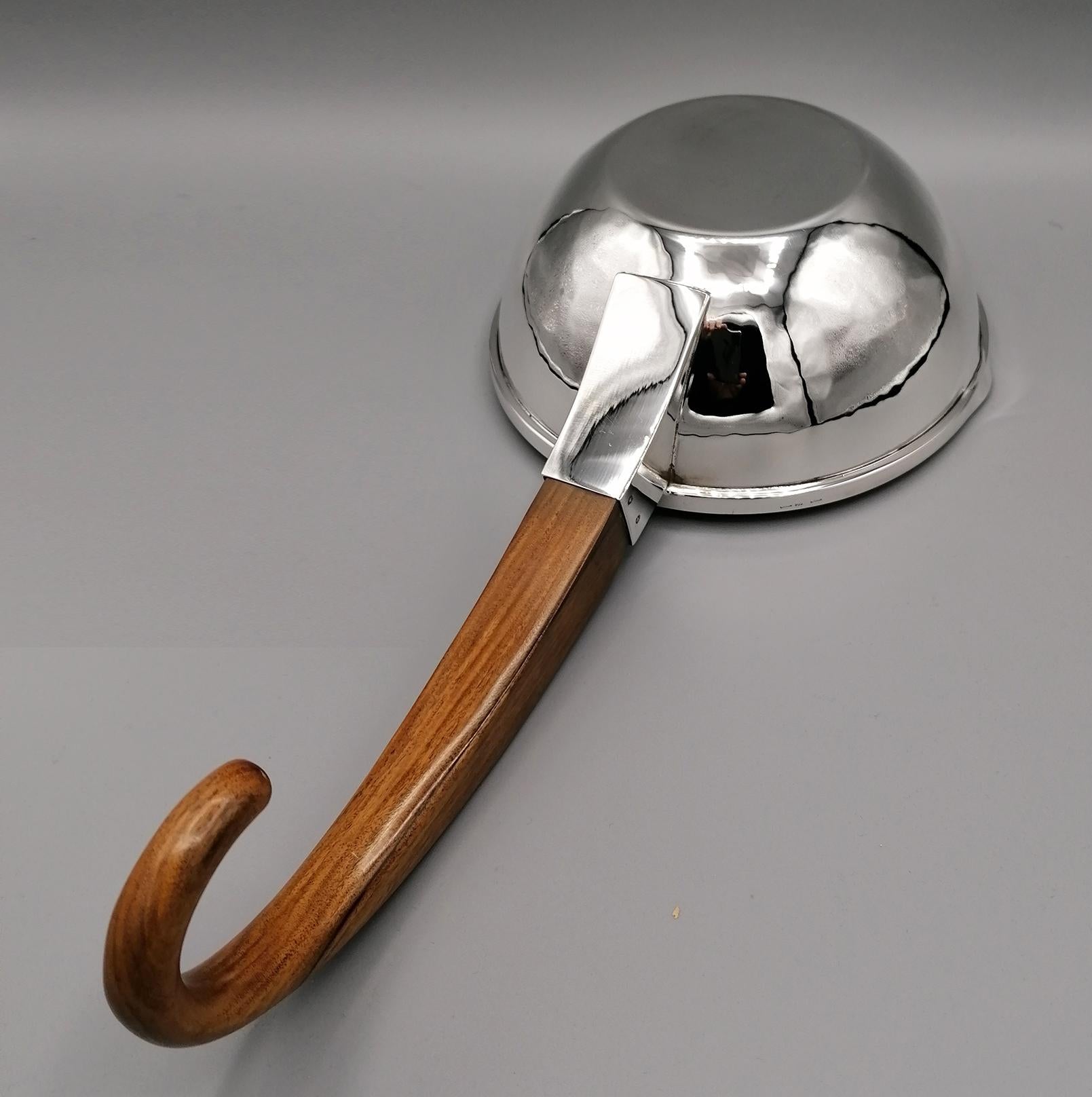 20th Century Italian Silver Hammered Ladle with Rosewood Handle For Sale 4