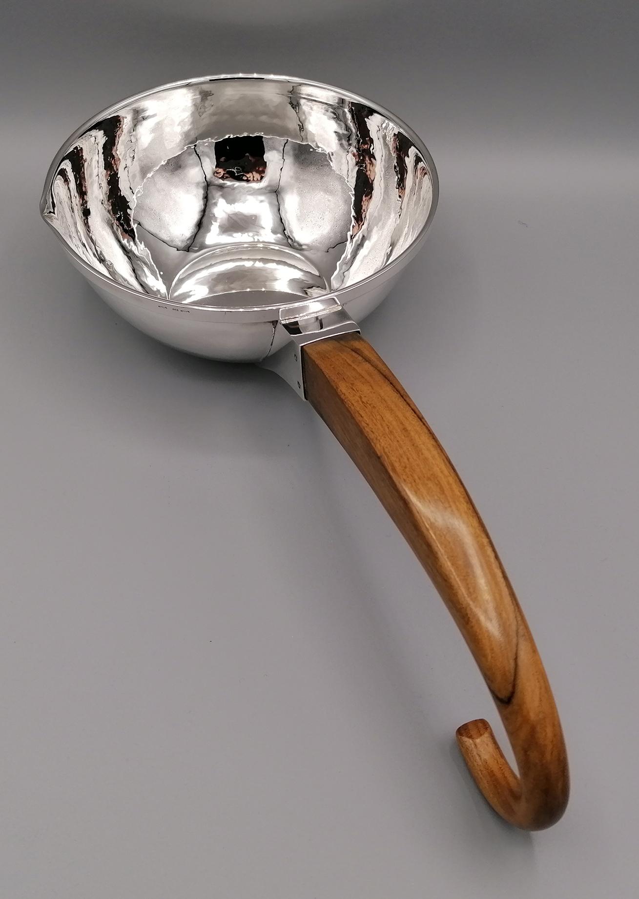 Other 20th Century Italian Silver Hammered Ladle with Rosewood Handle For Sale