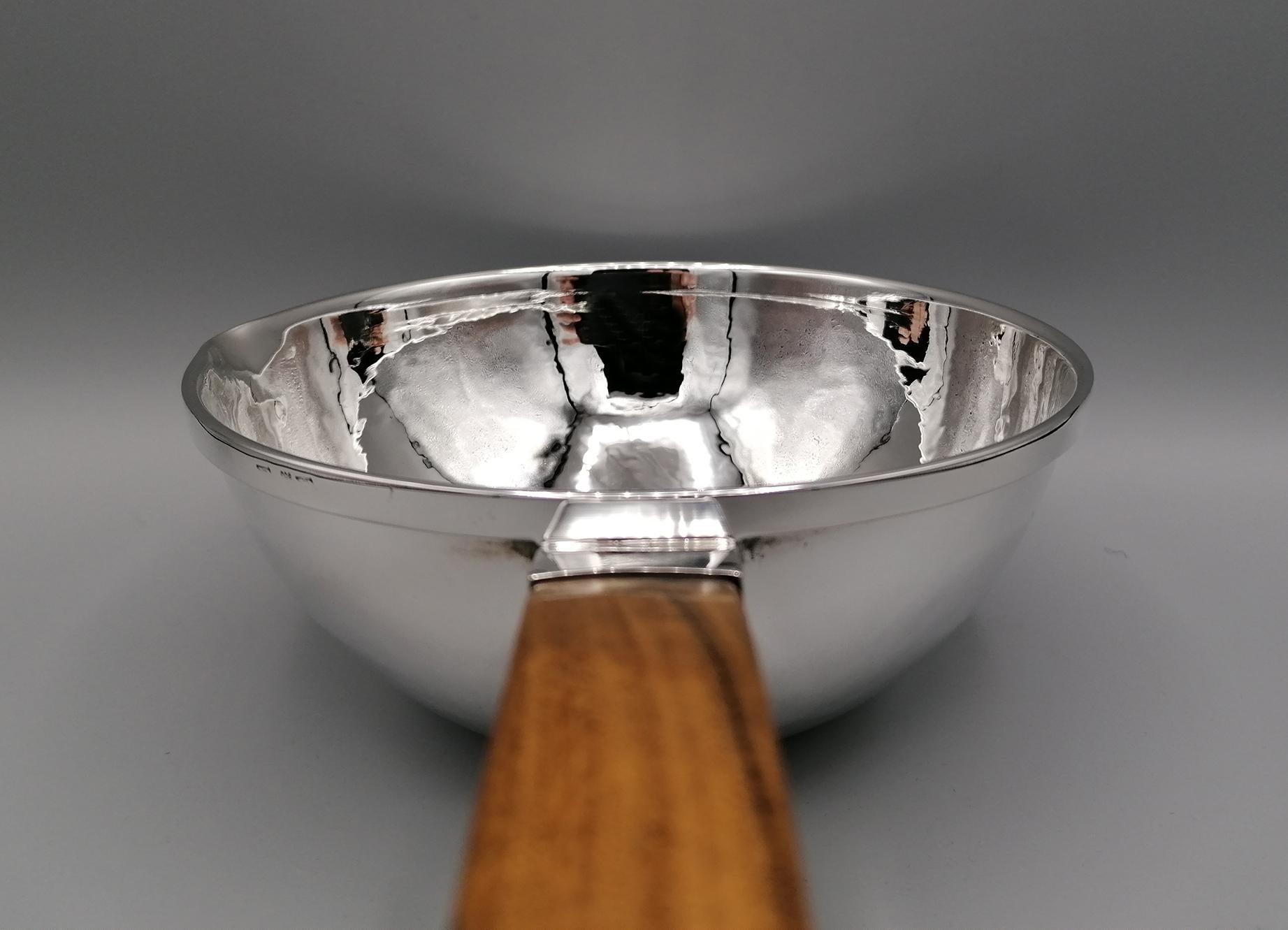 Late 20th Century 20th Century Italian Silver Hammered Ladle with Rosewood Handle For Sale