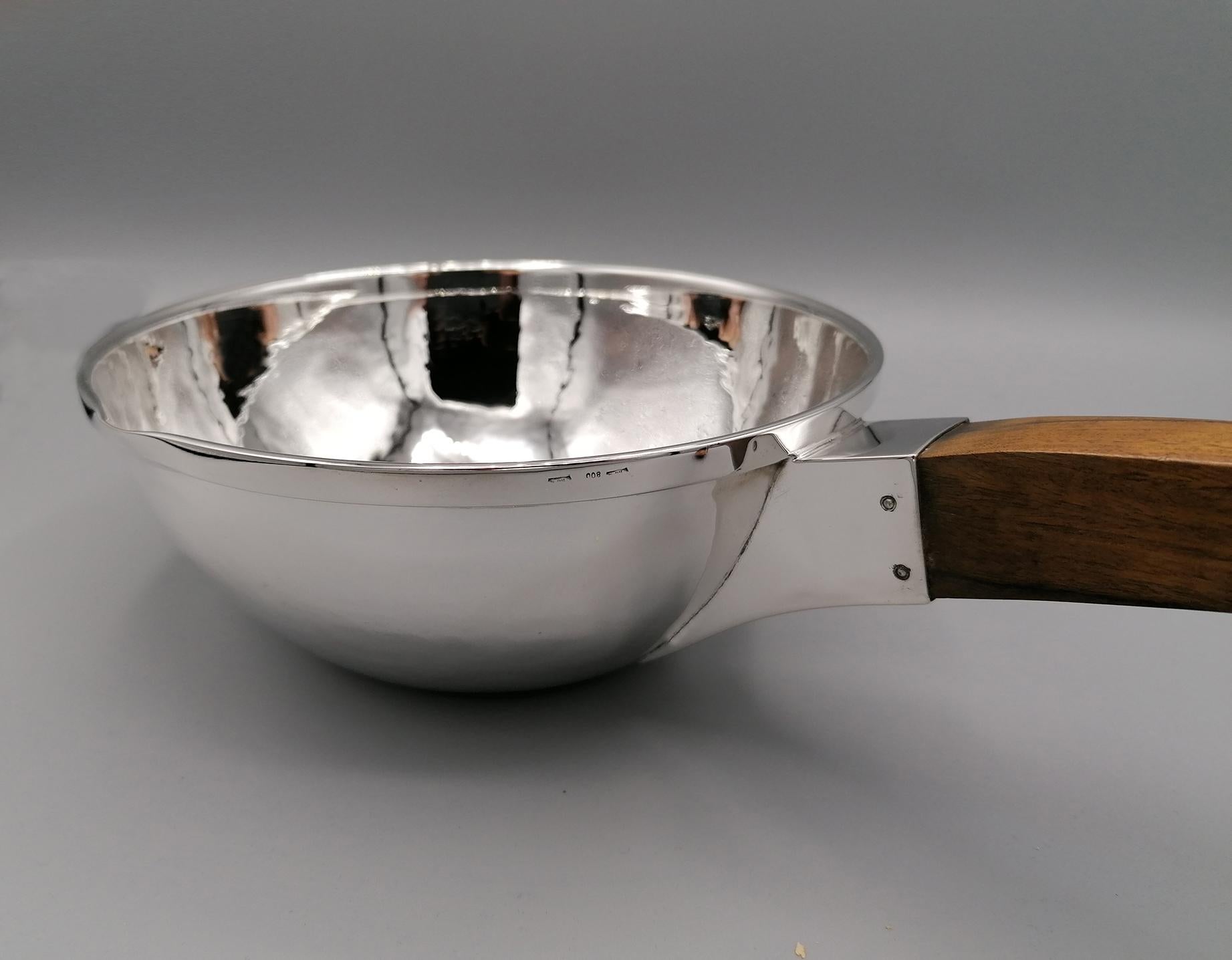 20th Century Italian Silver Hammered Ladle with Rosewood Handle For Sale 2