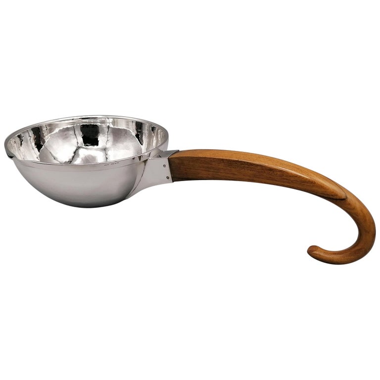 20th Century Italian Silver Hammered Ladle with Rosewood Handle For
