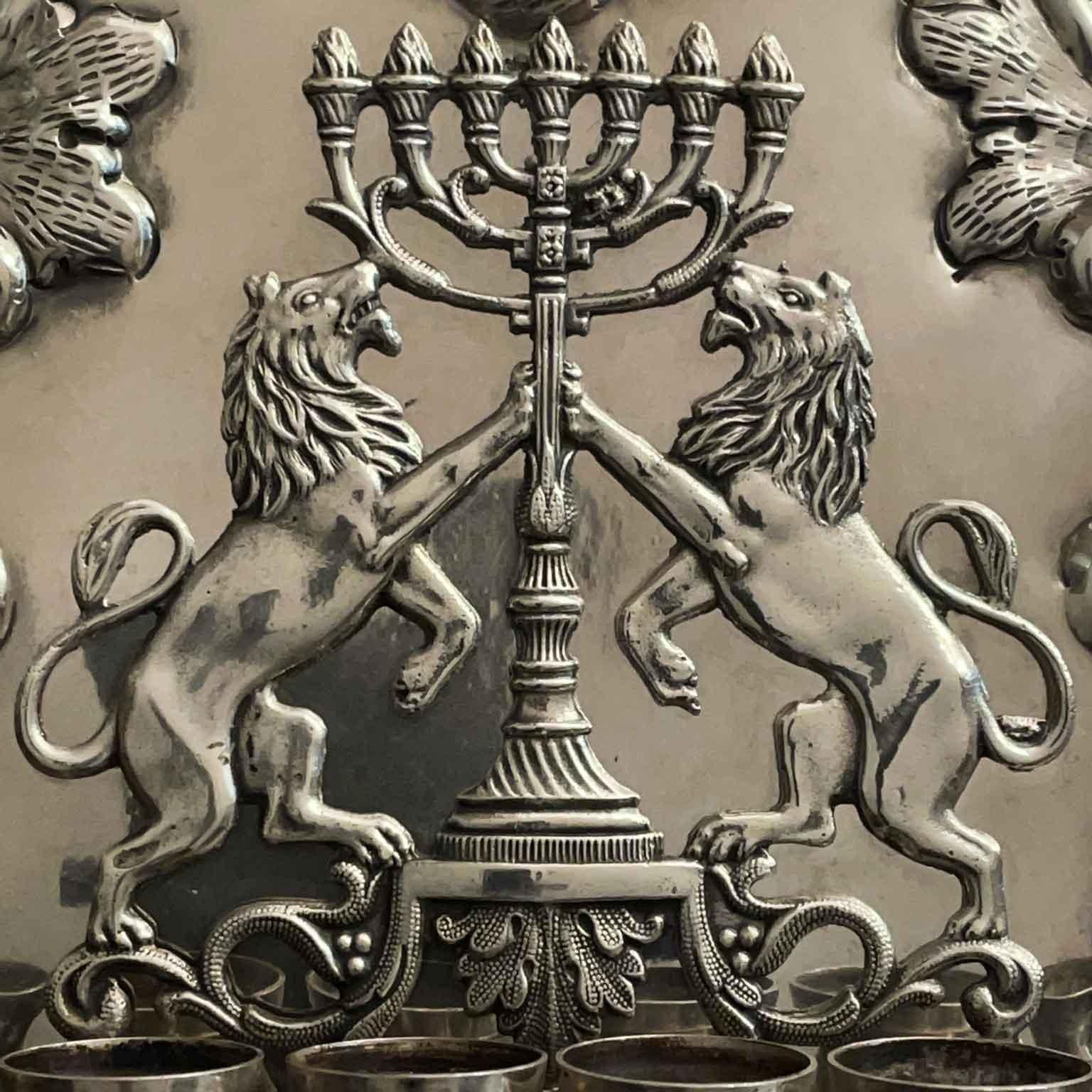 20th Century Italian Judaica Silver Hanukkah Lamp Menorah 7