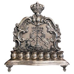 20th Century Italian Judaica Silver Hanukkah Lamp Menorah