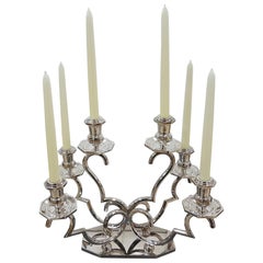 20th Century Italian Silver Important Octagonal Shape 6-Light Candelabra Centre