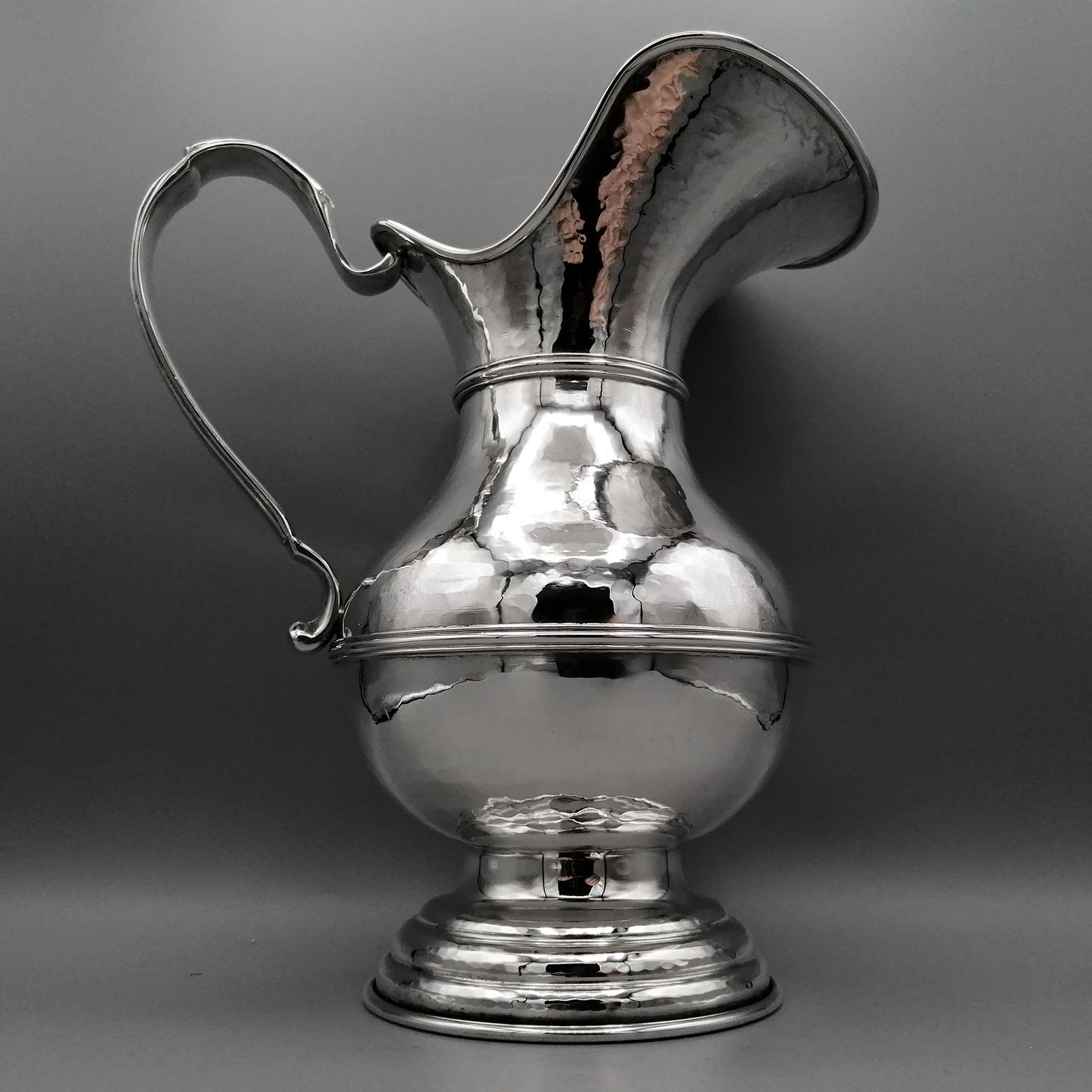 Hammered 20th Century Italian Silver Jug For Sale