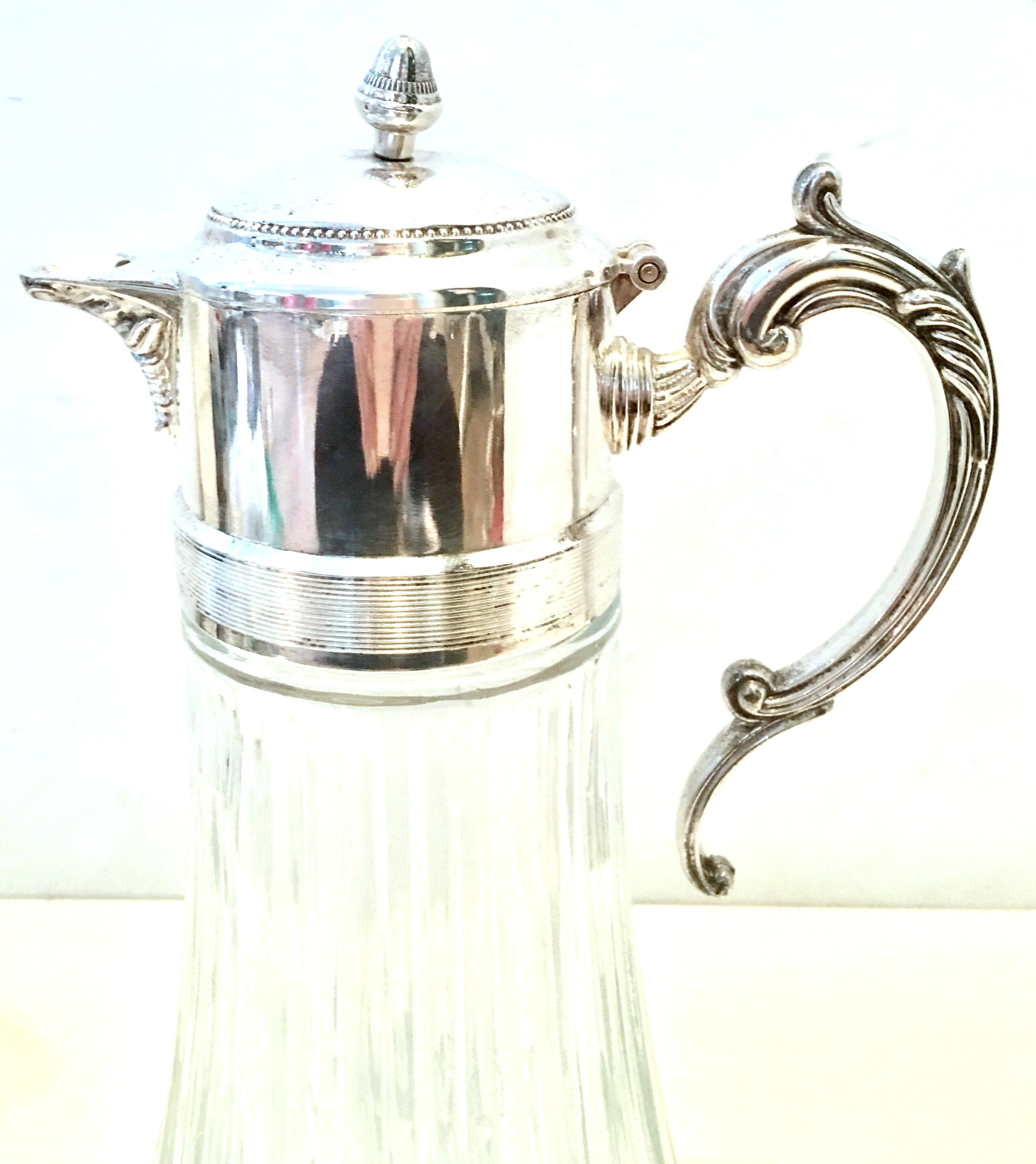 20th Century Italian Silver Plate and Cut Crystal Claret Pitcher In Good Condition For Sale In West Palm Beach, FL