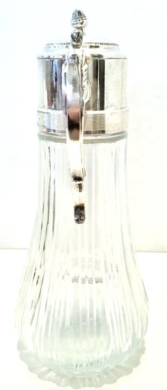 20th Century Italian Silver Plate and Cut Crystal Claret Pitcher
