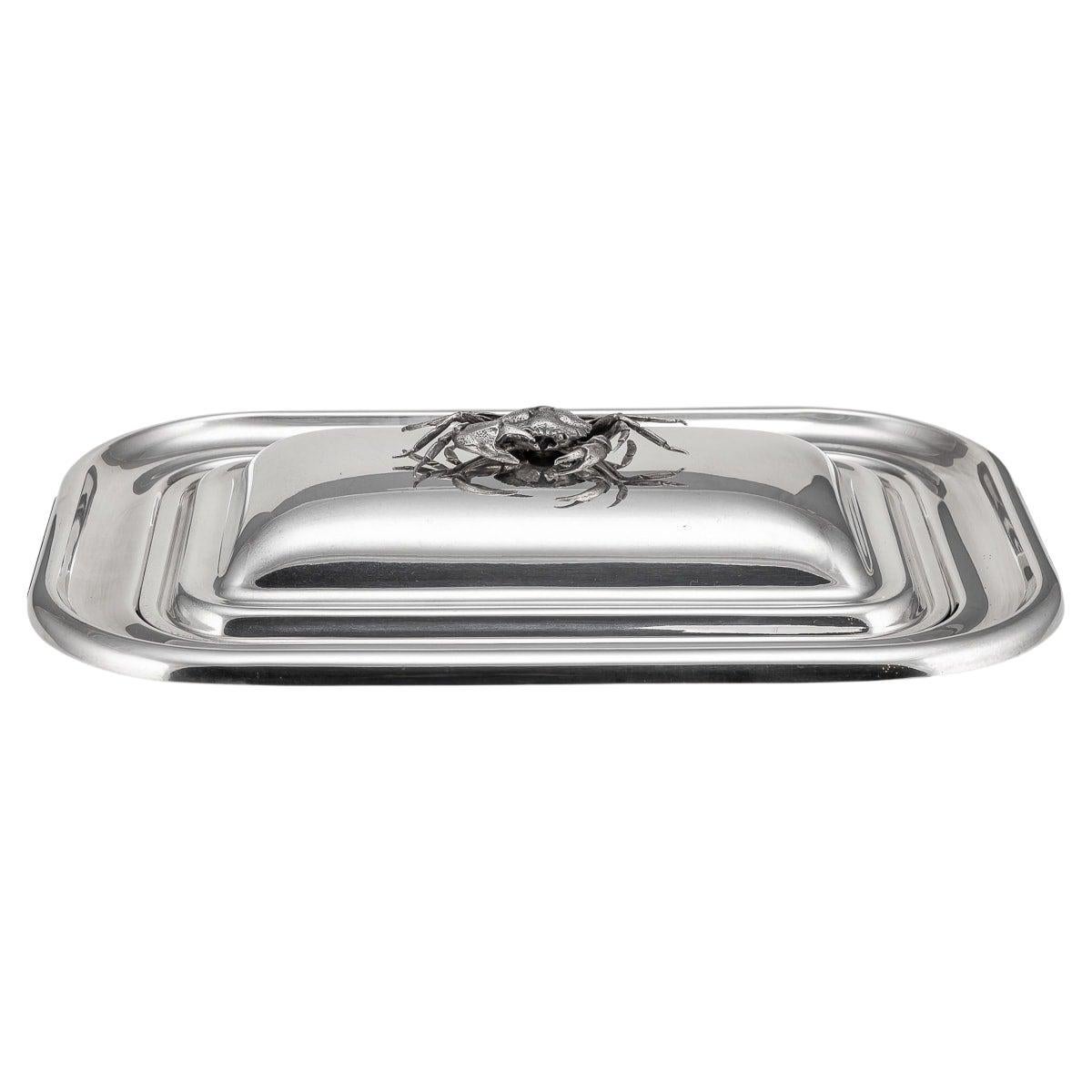 20th Century Italian Silver Plated Crab Serving Dish, c.1960 For Sale