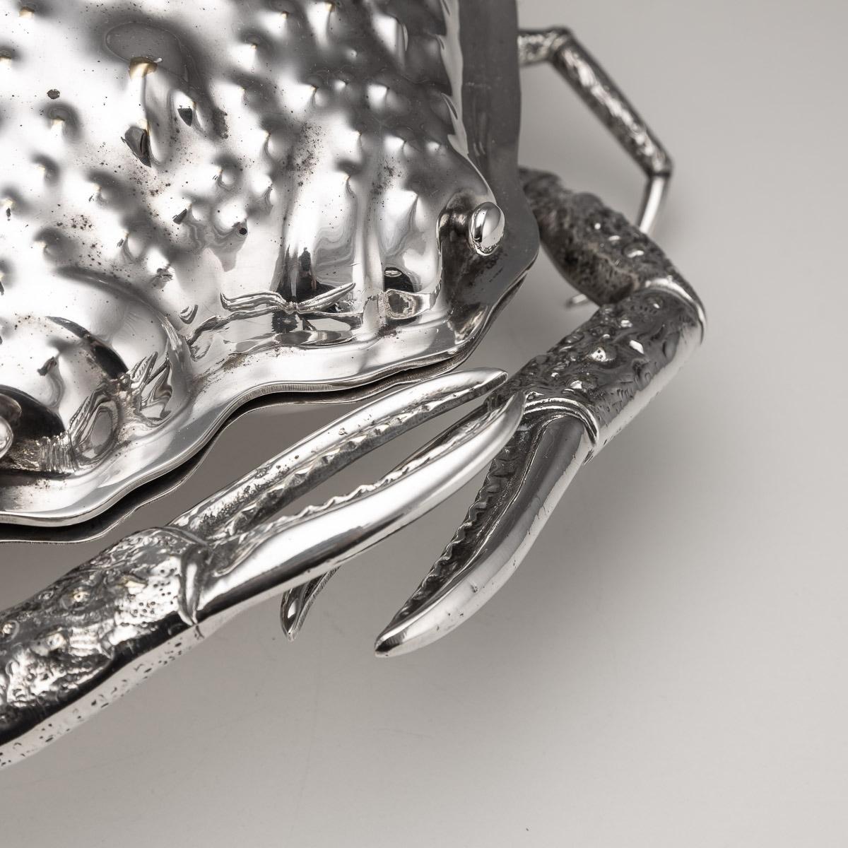 20th Century Italian Silver Plated Crab Shaped Caviar Dish, C.1960 7