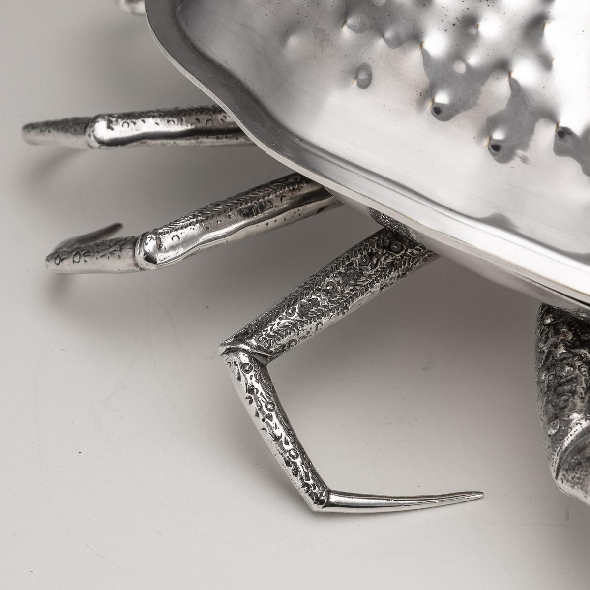 20th Century Italian Silver Plated Crab Shaped Caviar Dish, C.1960 9