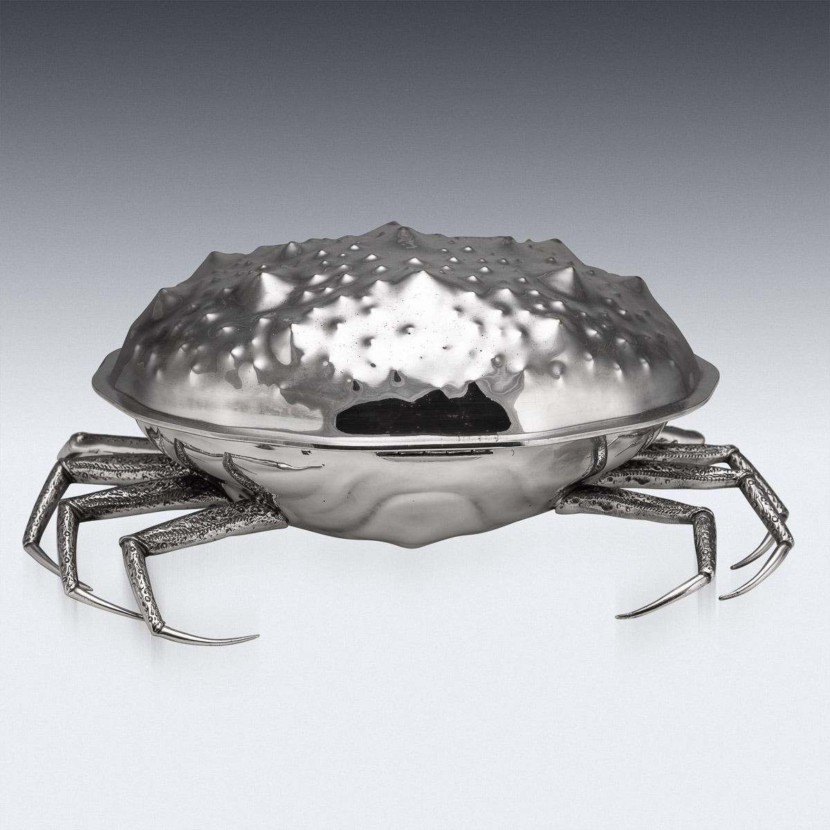 20th Century Italian Silver Plated Crab Shaped Caviar Dish, C.1960 In Good Condition In Royal Tunbridge Wells, Kent