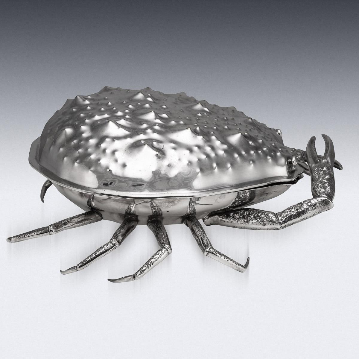 20th Century Italian Silver Plated Crab Shaped Caviar Dish, C.1960 1
