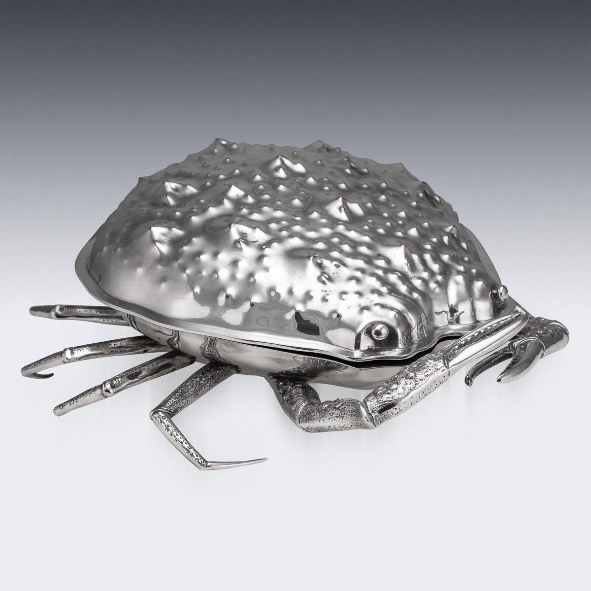 20th Century Italian Silver Plated Crab Shaped Caviar Dish, C.1960 2