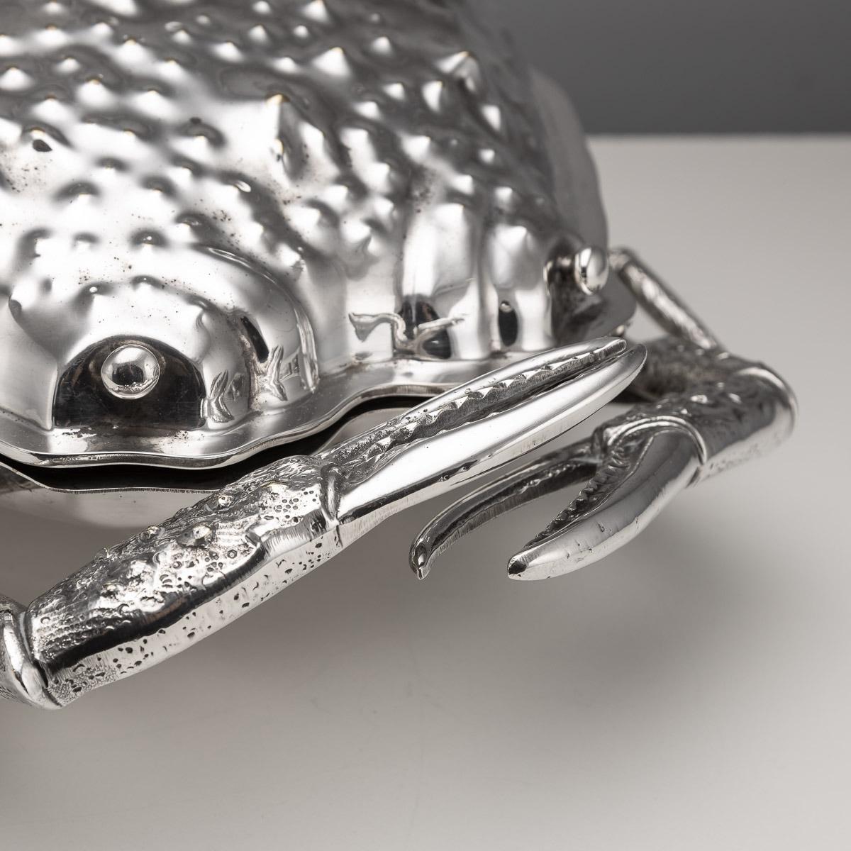 20th Century Italian Silver Plated Crab Shaped Caviar Dish, C.1960 6