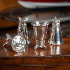 20th Century Italian Silver Plated Fox Stirrup Cups, C.1970