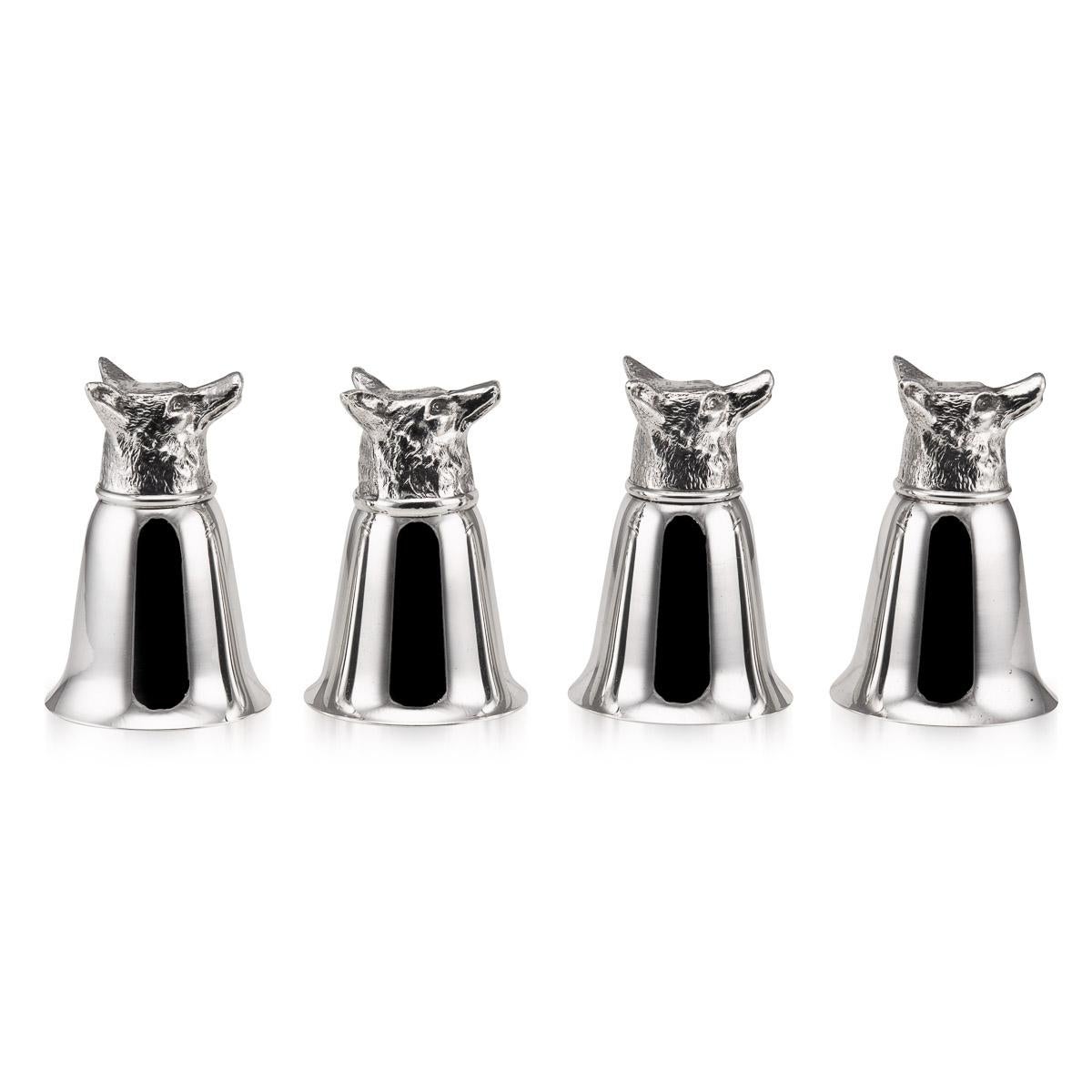 20th Century Italian Silver Plated Fox Stirrup Cups, C.1970 For Sale 1