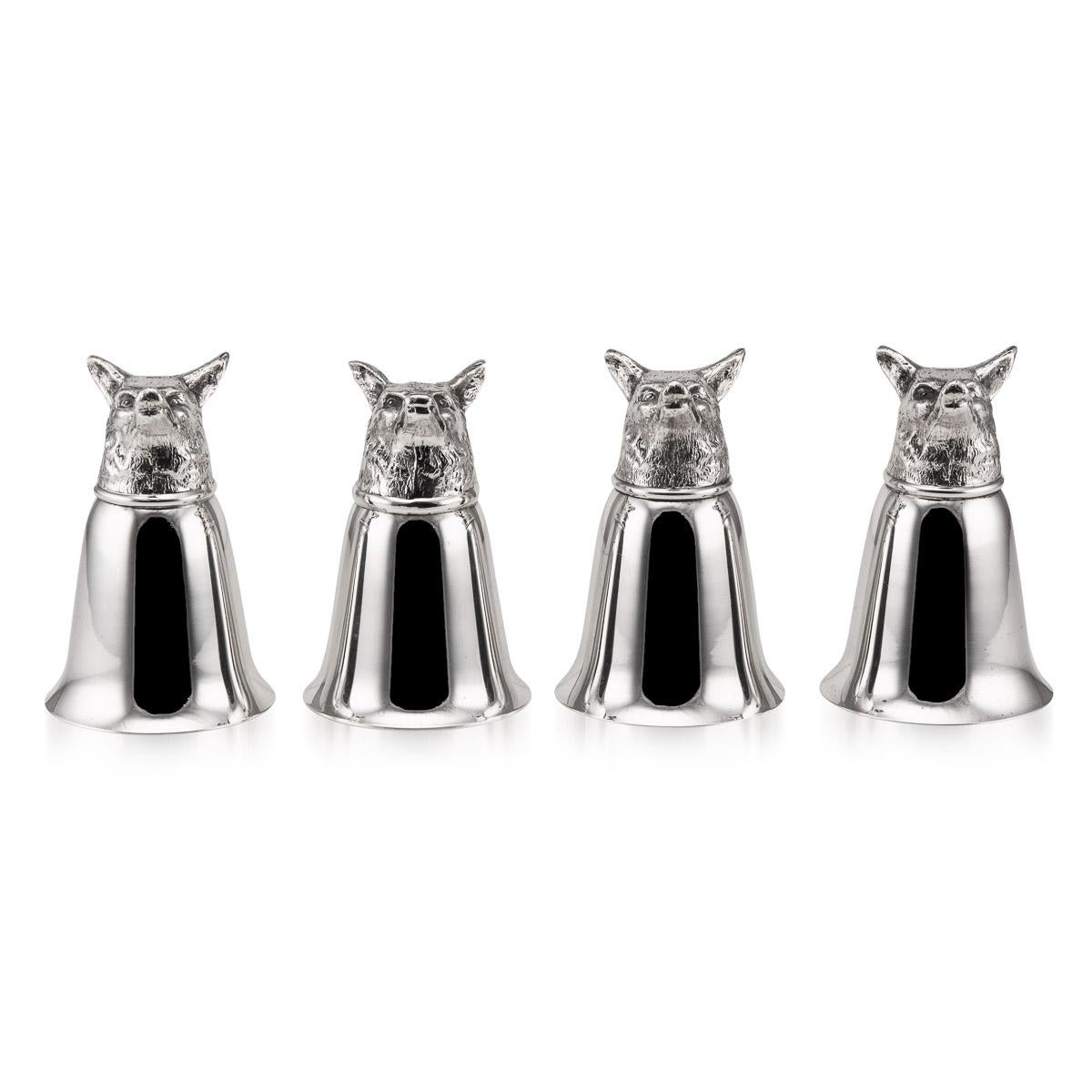 20th Century Italian Silver Plated Fox Stirrup Cups, C.1970 For Sale 2
