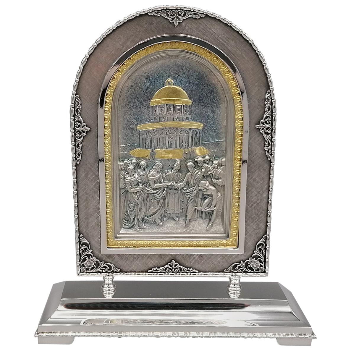 20th Century Italian Silver Portal "Marriage of the Virgin" For Sale