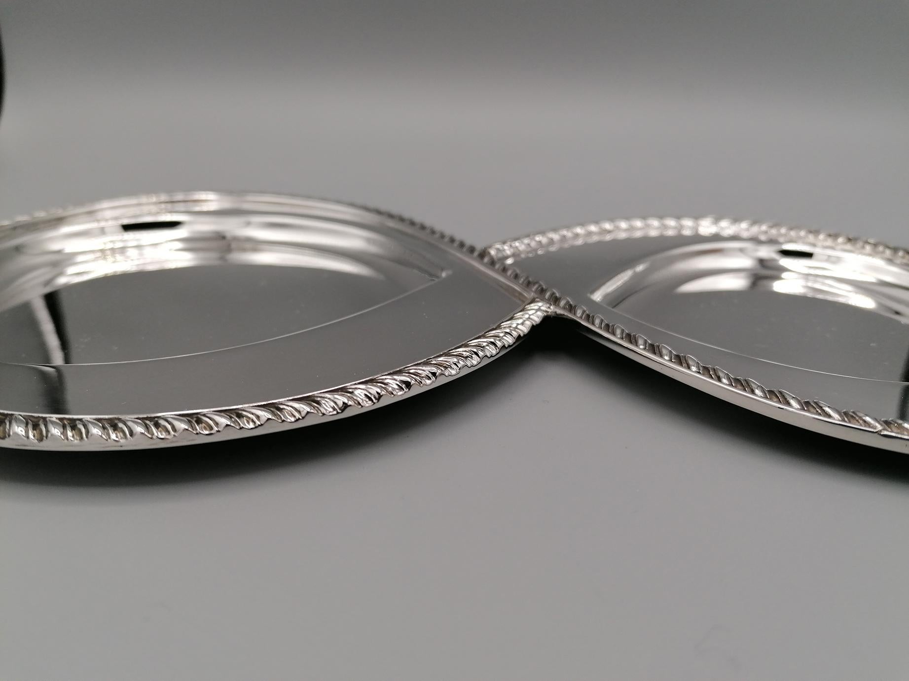 20th Century Italian Silver Shaped Tray with Two Champagne Cups 1