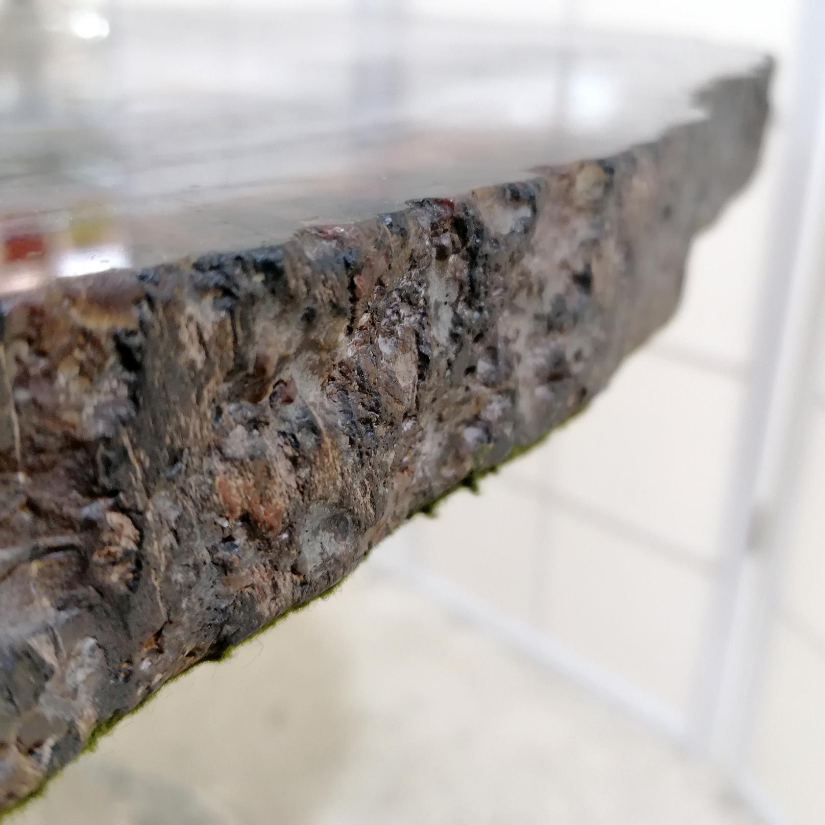 Italienischer Silbertisch des 20. Jahrhunderts. Oberseite ist in braunem Slab  Amerikanisches Sequoia aus Fossil im Angebot 12