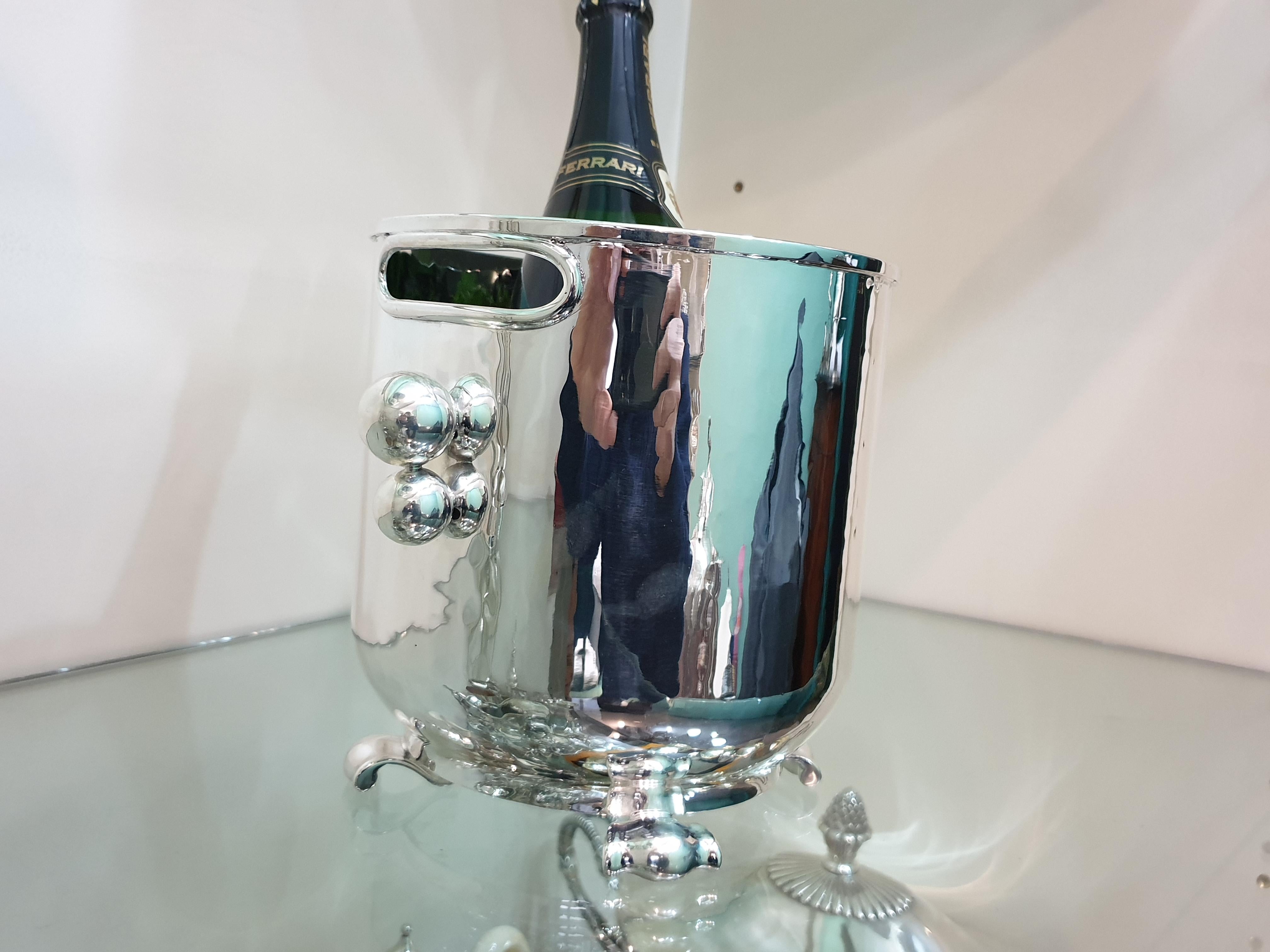 Modern 20th Century Italian Silver Wine Cooler For Sale