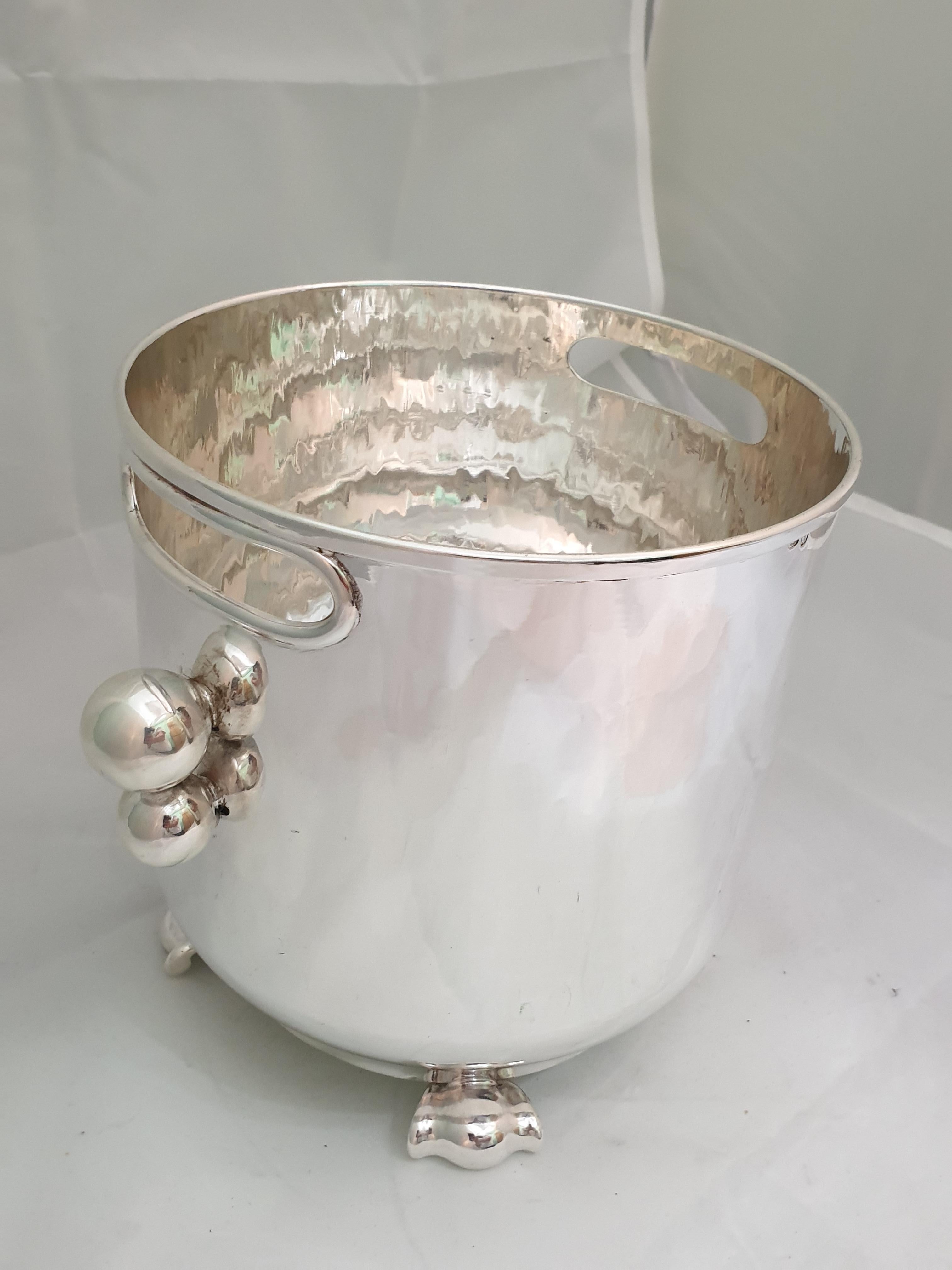 Hammered 20th Century Italian Silver Wine Cooler For Sale