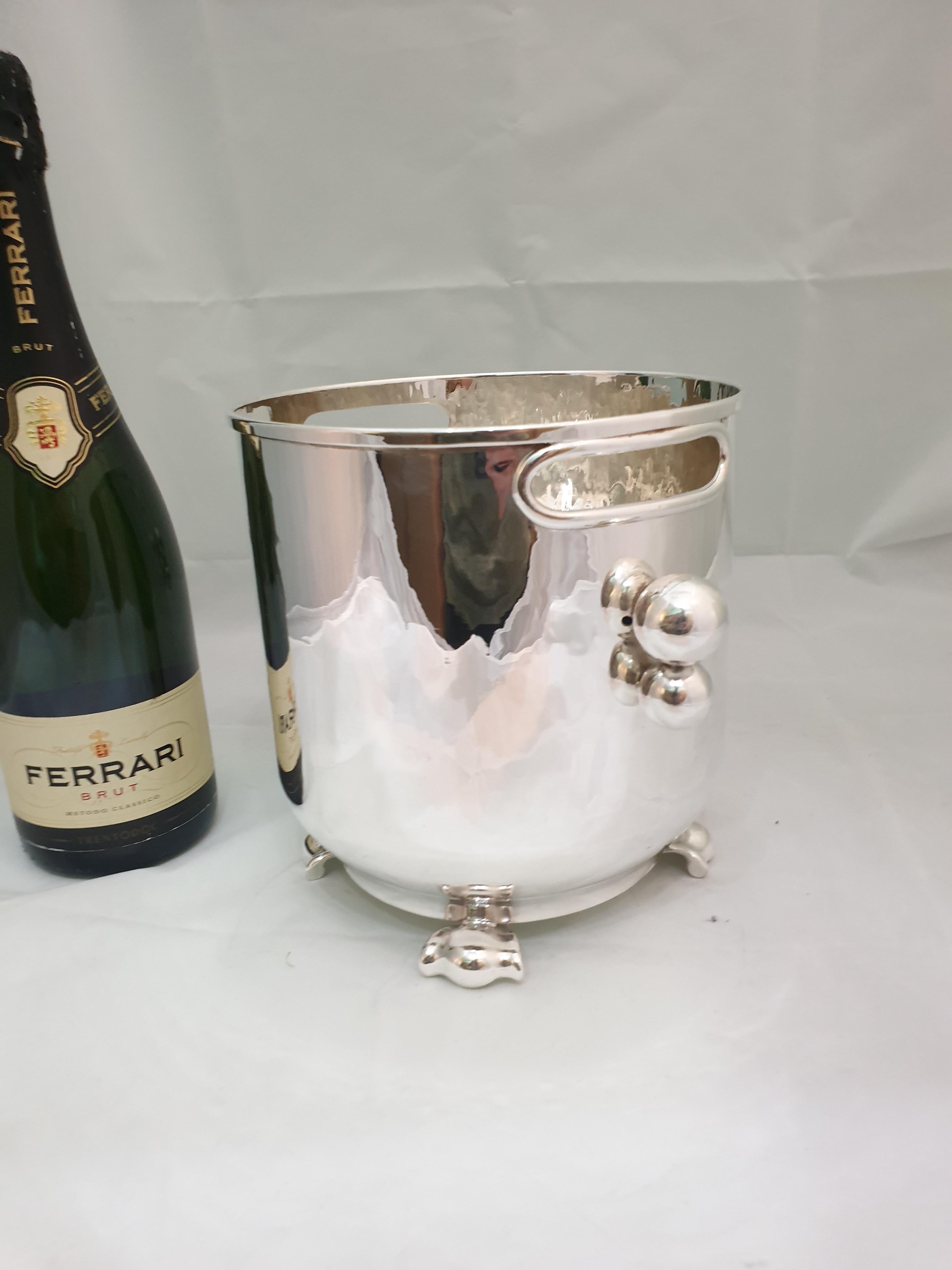 Late 20th Century 20th Century Italian Silver Wine Cooler For Sale