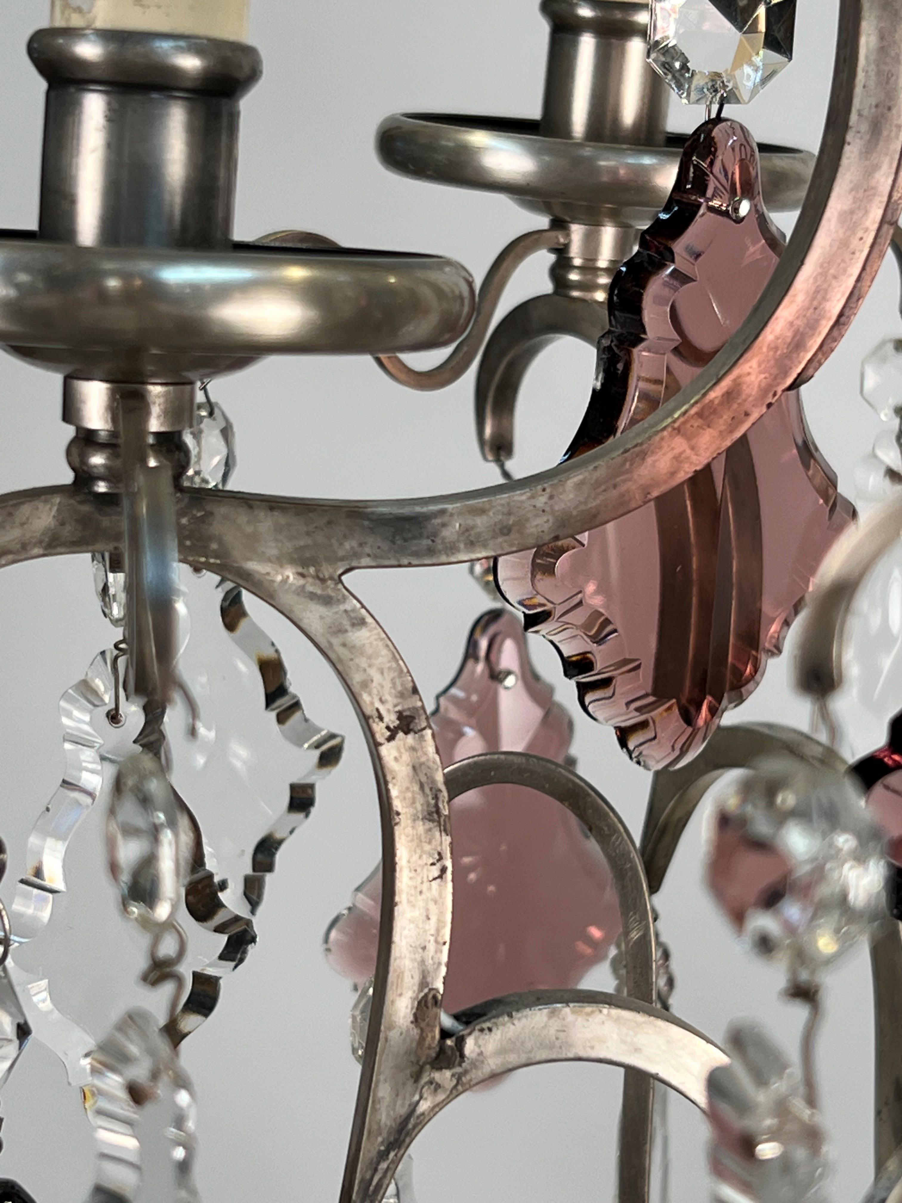 Italienischer Kronleuchter aus versilberter Bronze und Kristall im Louis-XVI.-Stil des 20. Jahrhunderts im Angebot 4