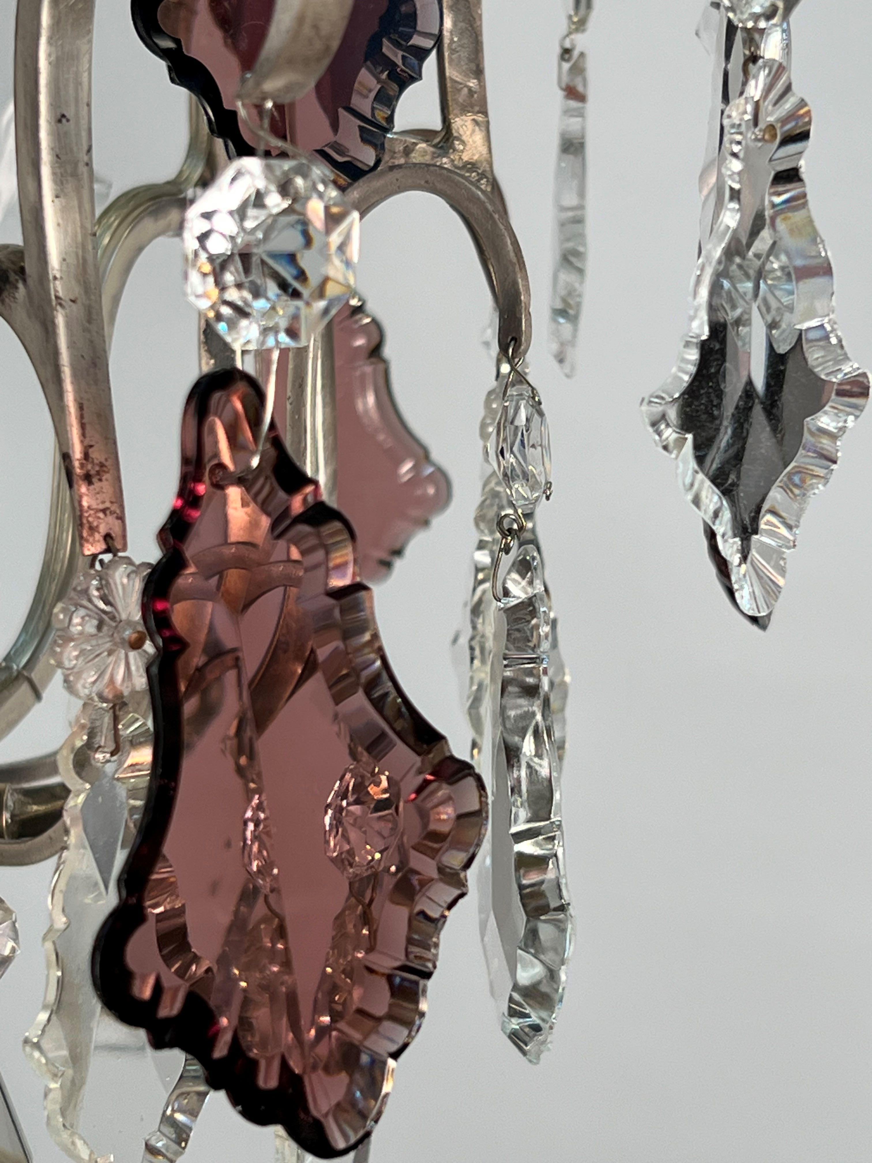 Italienischer Kronleuchter aus versilberter Bronze und Kristall im Louis-XVI.-Stil des 20. Jahrhunderts im Angebot 1