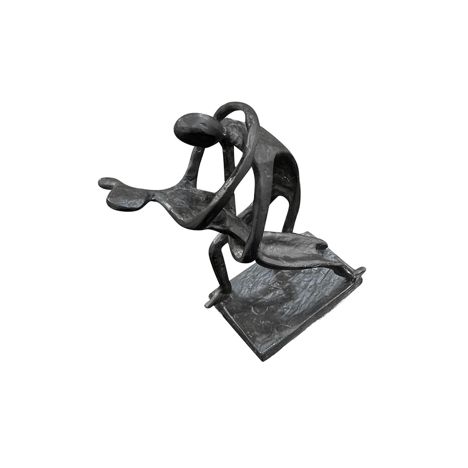 Hand-Crafted 20th Century Italian Single Metal Sculpture of a Dancing Couple - Vintage Décor For Sale