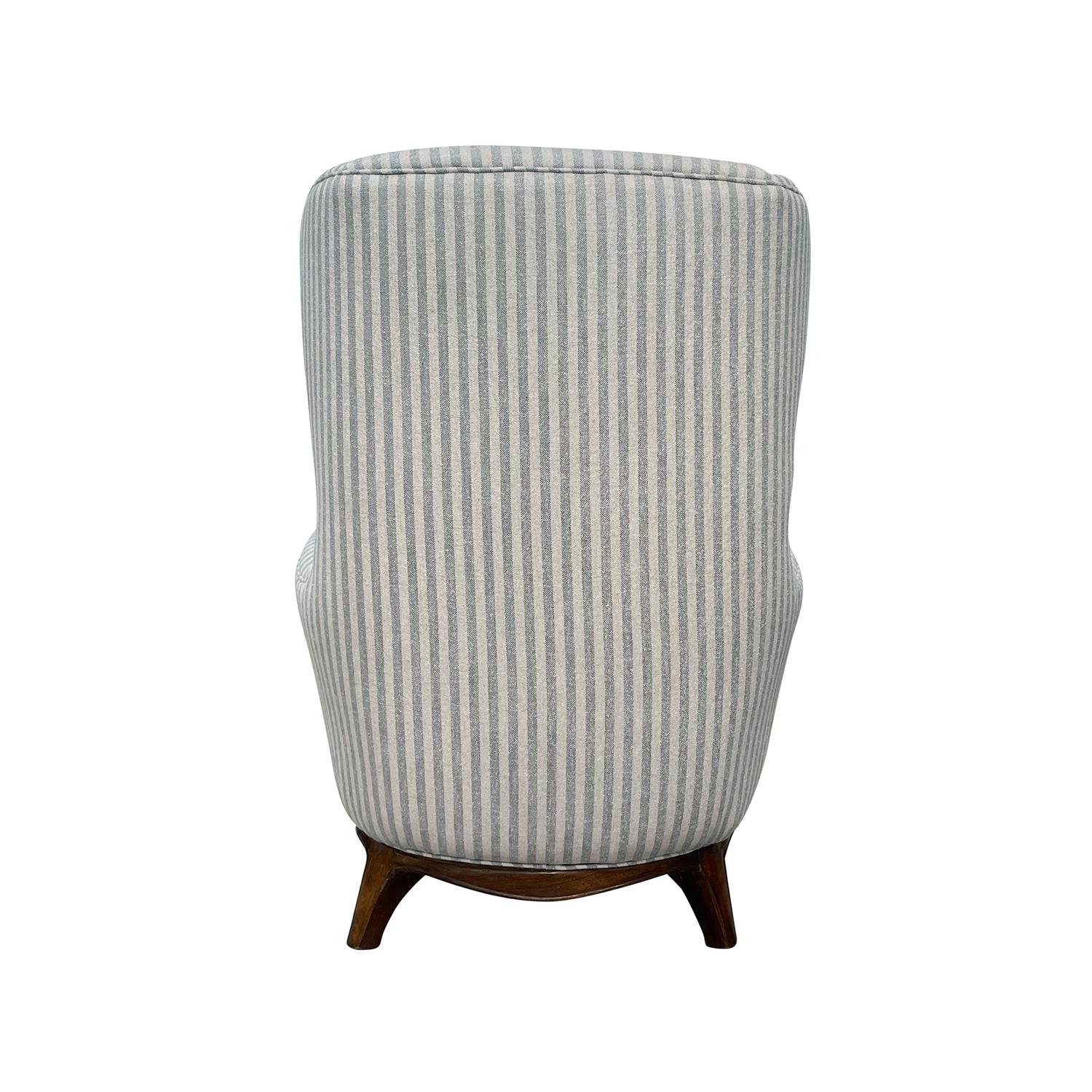 Fabric 20th Century Italian Single Tall Vintage Beechwood Reading Lounge Chair For Sale
