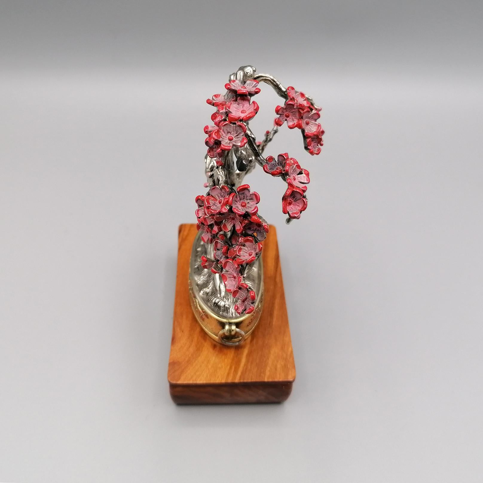 Collection de 4 pièces de bonsaïs miniatures en argent massif 800 du 20ème siècle en Italie en vente 7