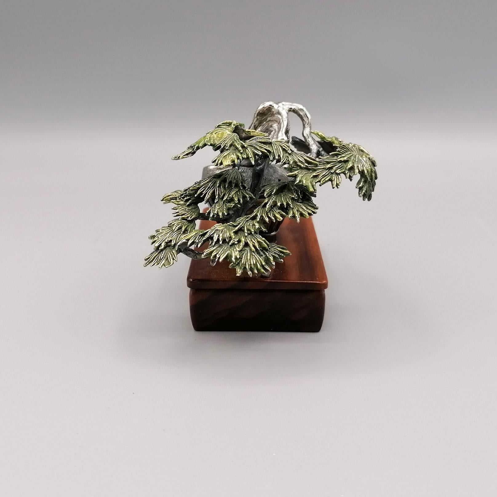 20th Century Italian Solid 800 Silver 4-Piece Collection Bonsai Miniatures For Sale 11