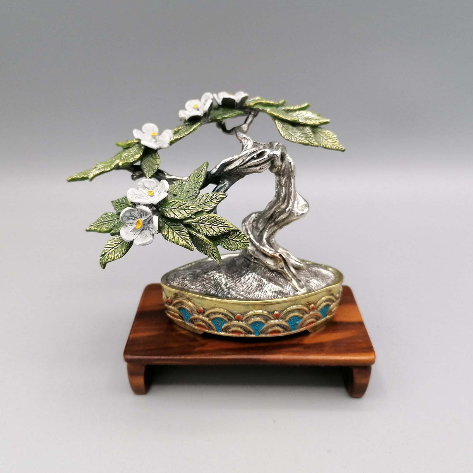 20th Century Italian Solid 800 Silver 4-Piece Collection Bonsai Miniatures In Excellent Condition For Sale In VALENZA, IT