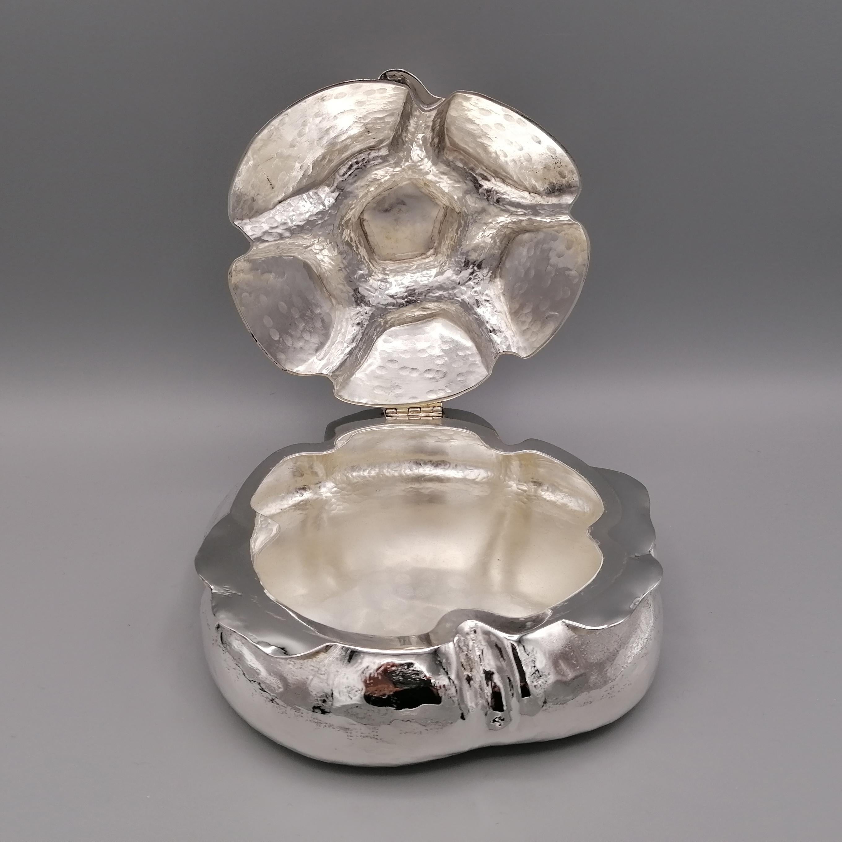 Mid-20th Century 20th Century Italian Solid 800 Silver Bread-Shaped Box For Sale