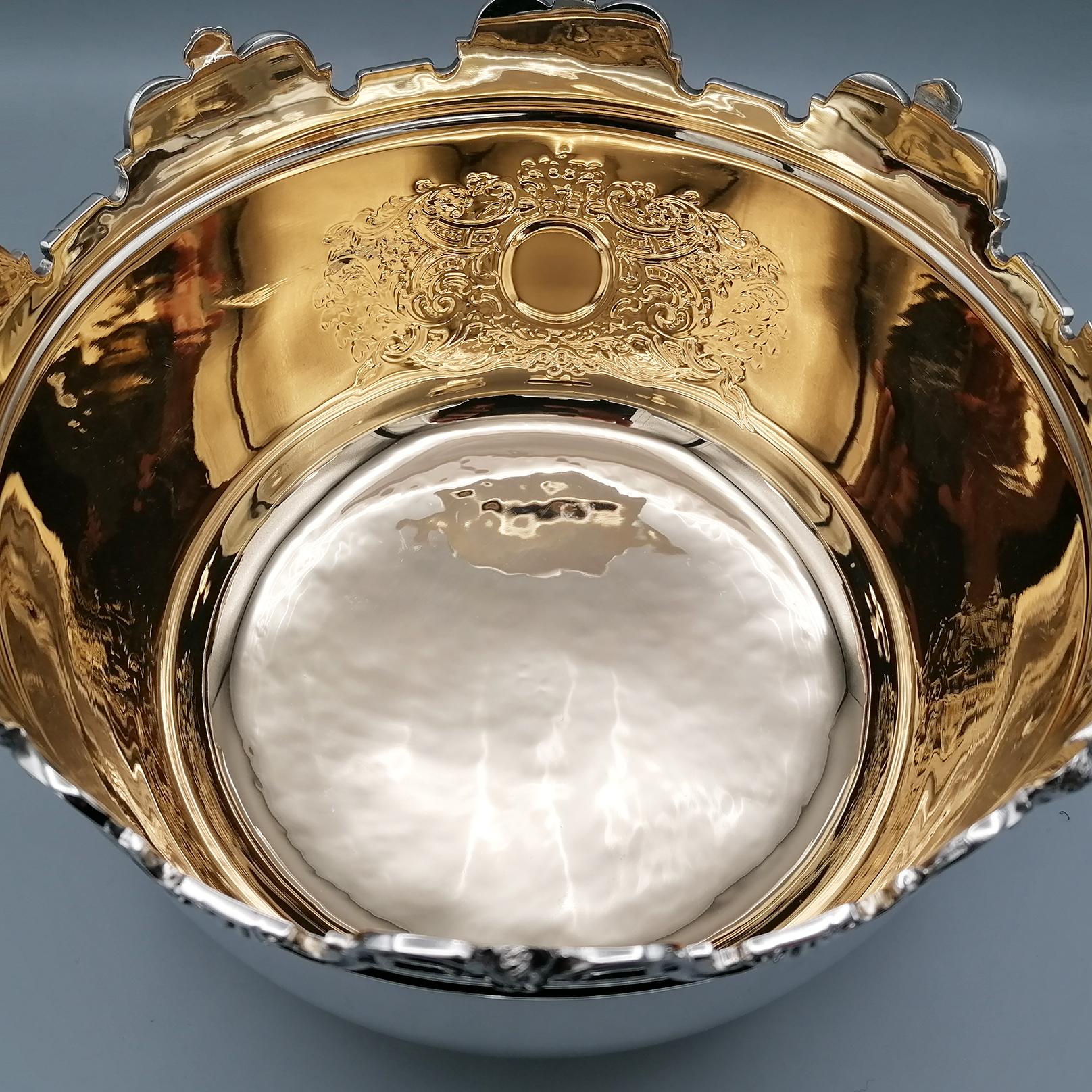 Cuenco de presentación de plata 800 maciza italiana del siglo XX, estilo Monteith 7