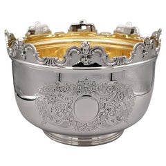 20th Century Italian Solid 800 Silver Presentation Bowl, Monteith Style