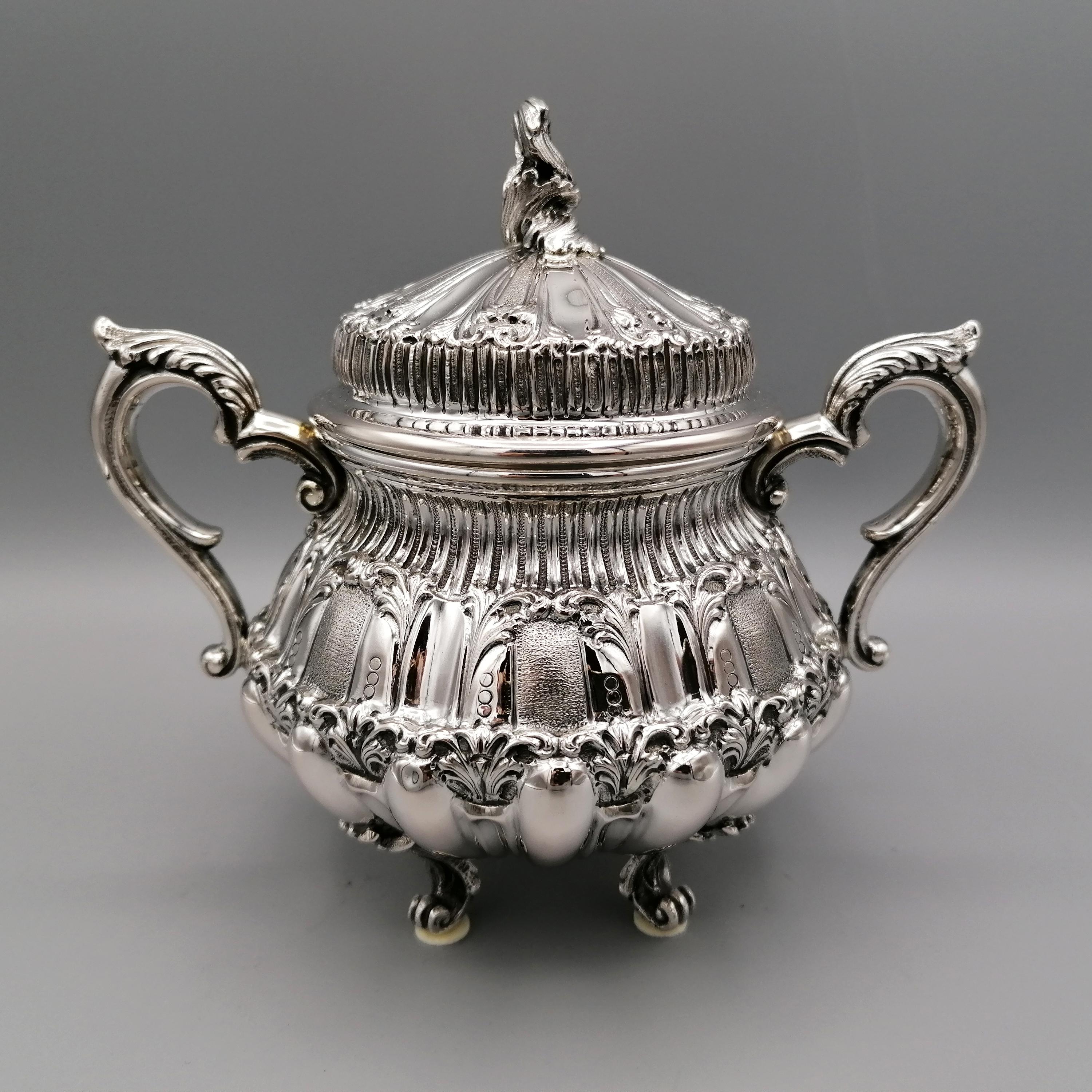 20th Century Italian Solid 800 Silver Tea-Coffeeset with Tray For Sale 8