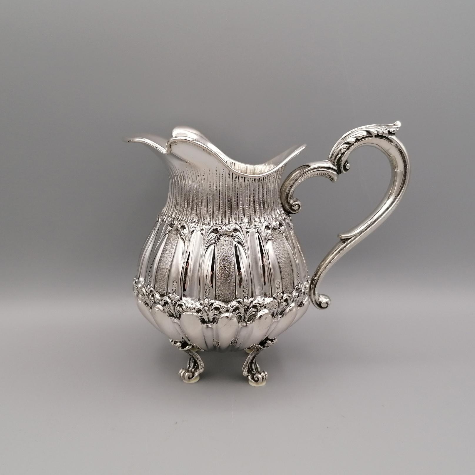Juego de té con bandeja en plata 800 maciza italiana del siglo XX en venta 10