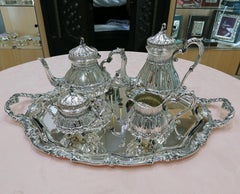 20th Century Italian Solid 800 Silver Tea-Coffeeset with Tray