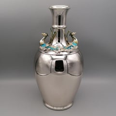 20th Century Italian Solid 800 Silver Vase Chinese Replica
