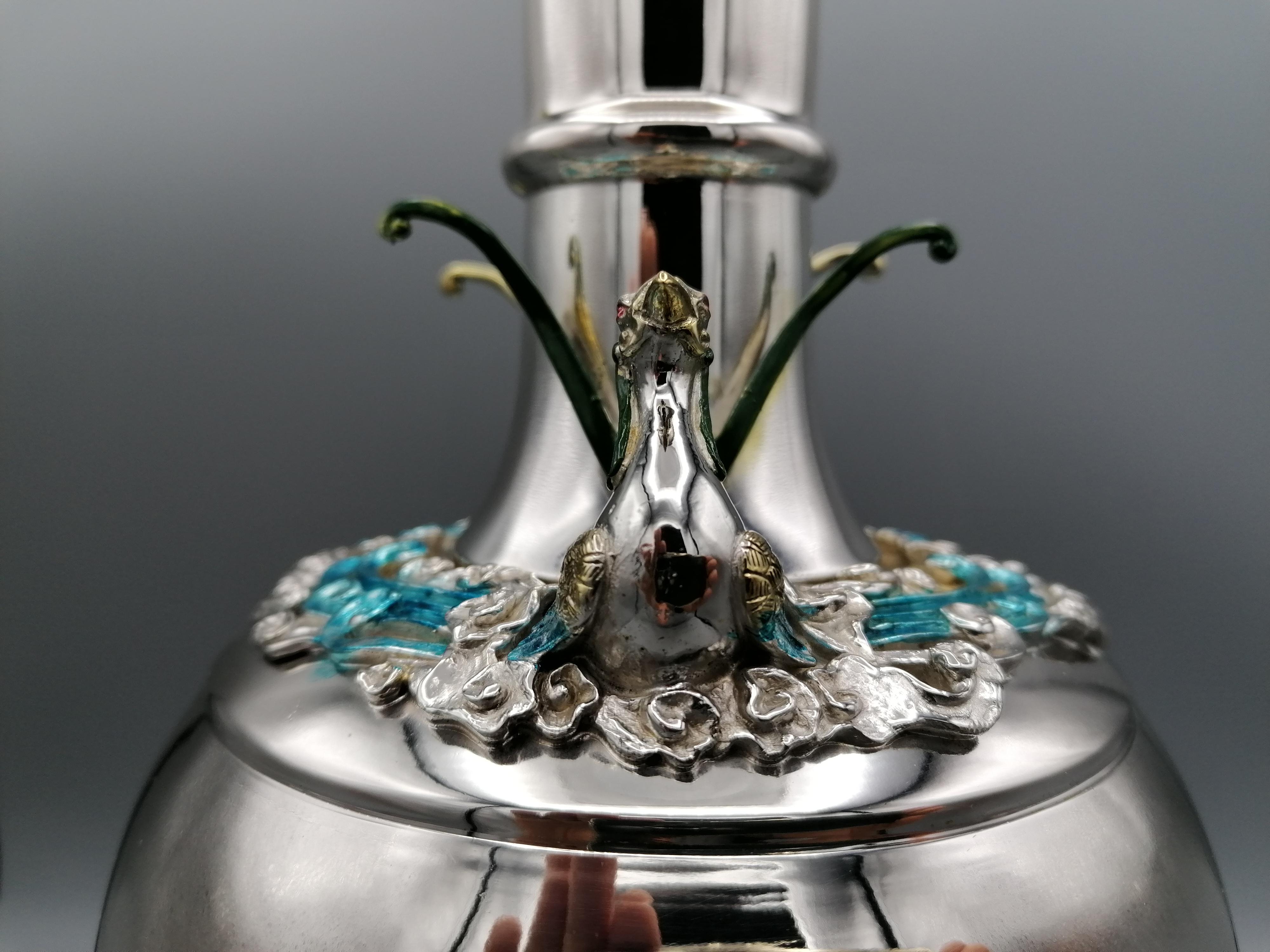 Italienische Vase aus massivem 800er Silber des 20. Jahrhunderts, chinesische Replik im Angebot 3