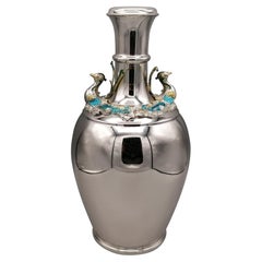 20th Century Italian Solid 800 Silver Vase Chinese Replica