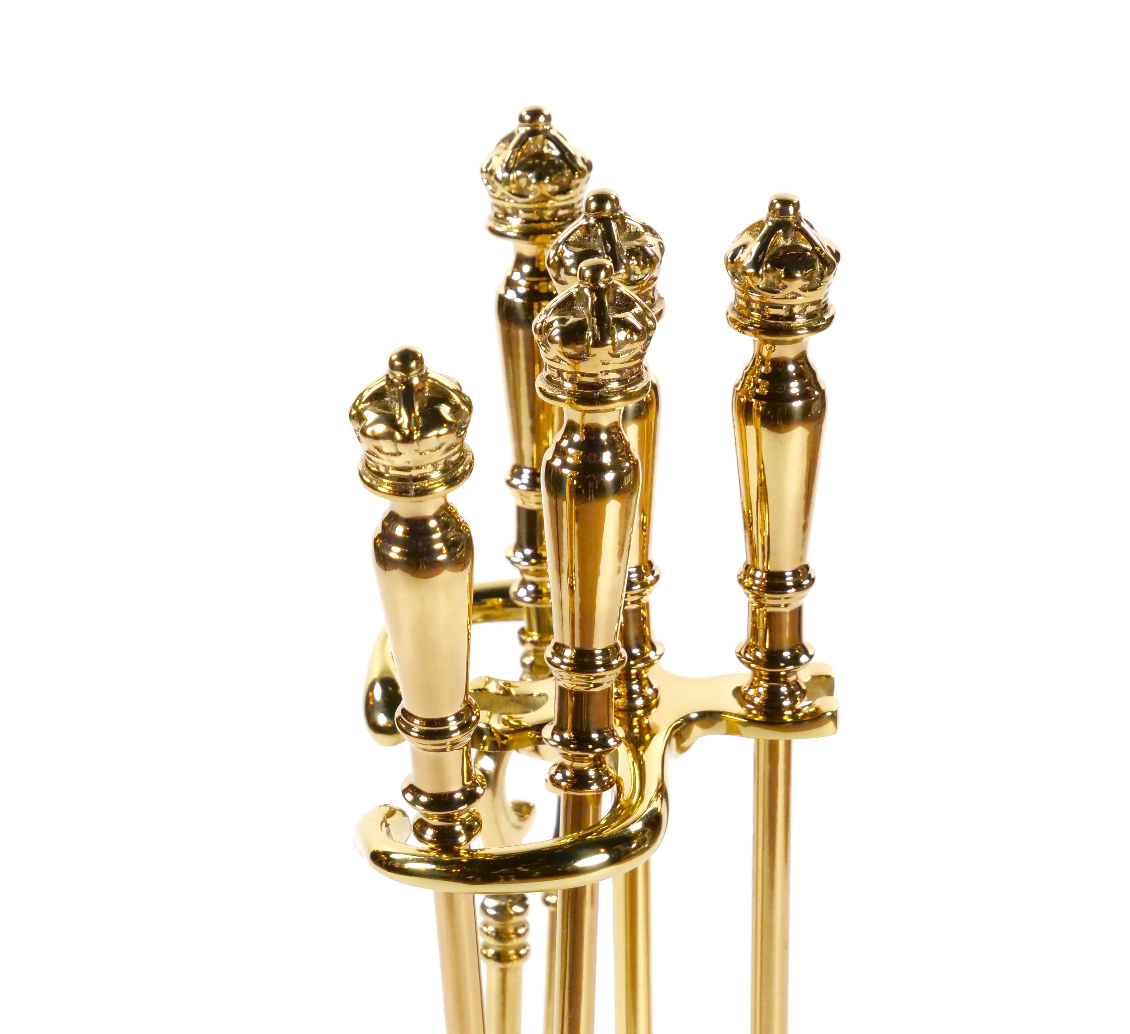Juego de 4 herramientas para chimenea de latón macizo italiano del siglo XX Latón en venta