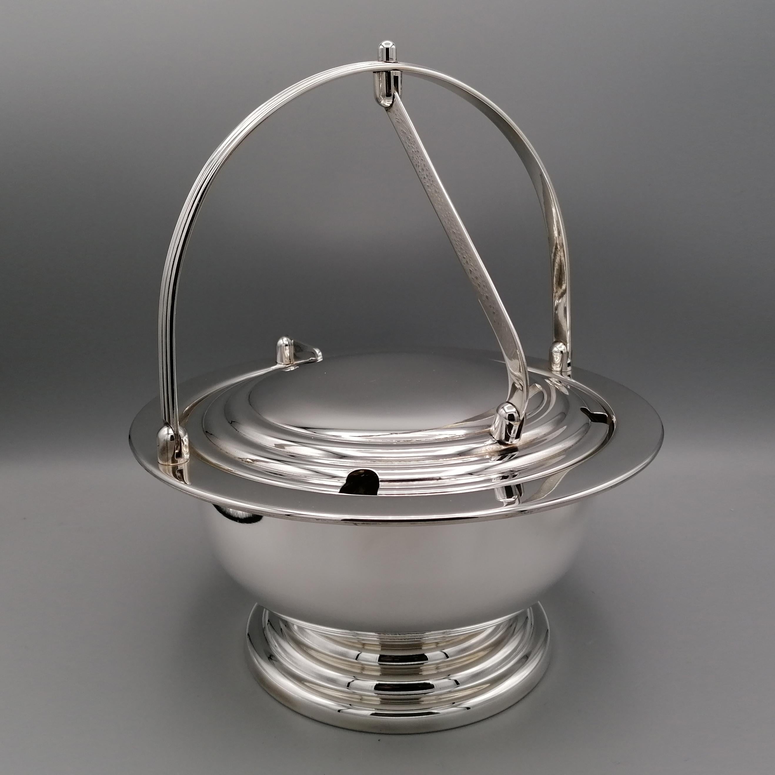 Other 20th Century Italian Solid Silver 800 Bar Sugar Bowl For Sale