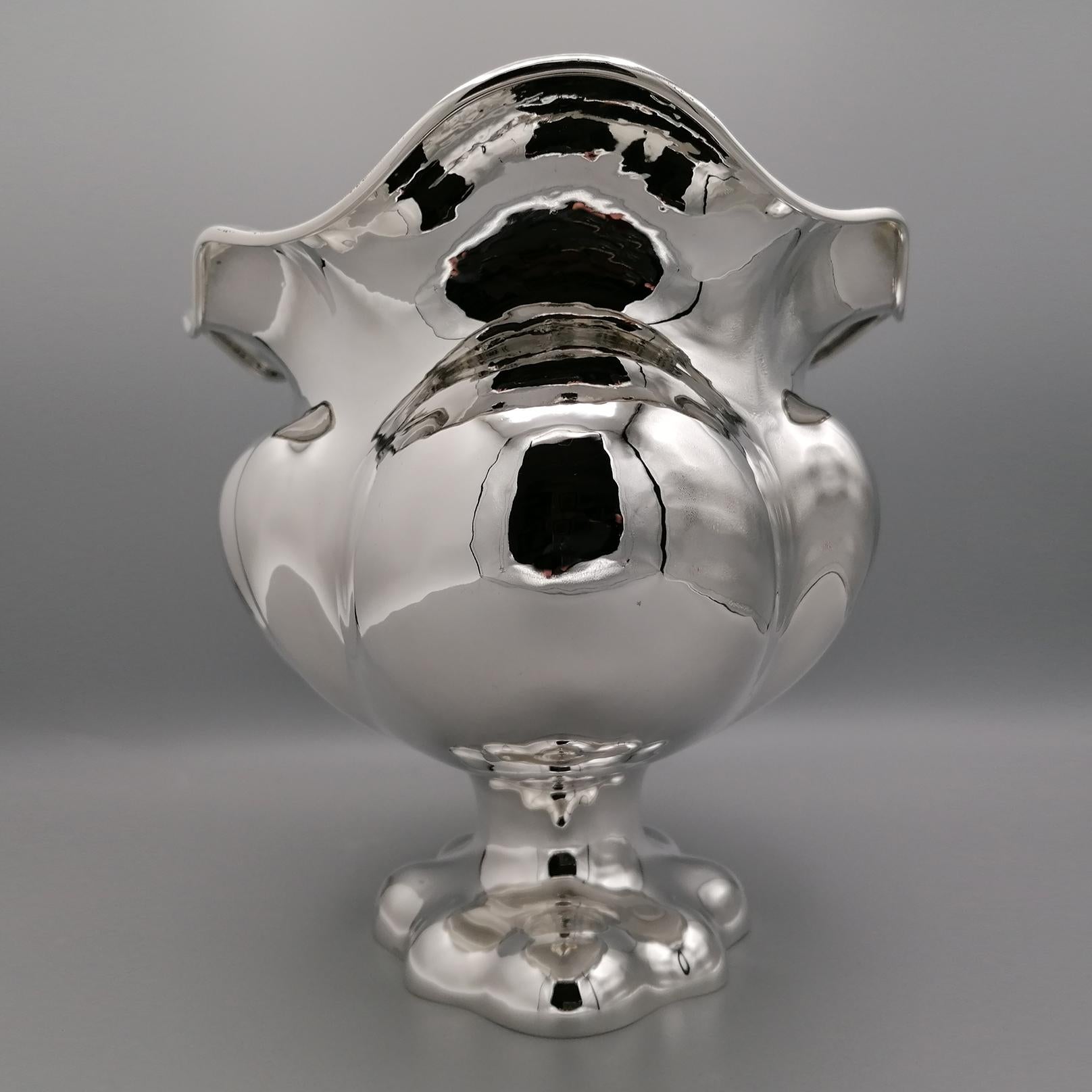 20th Century Italian Solid Silver 800 Internally Gilded Centerpiece - Jatte For Sale 5