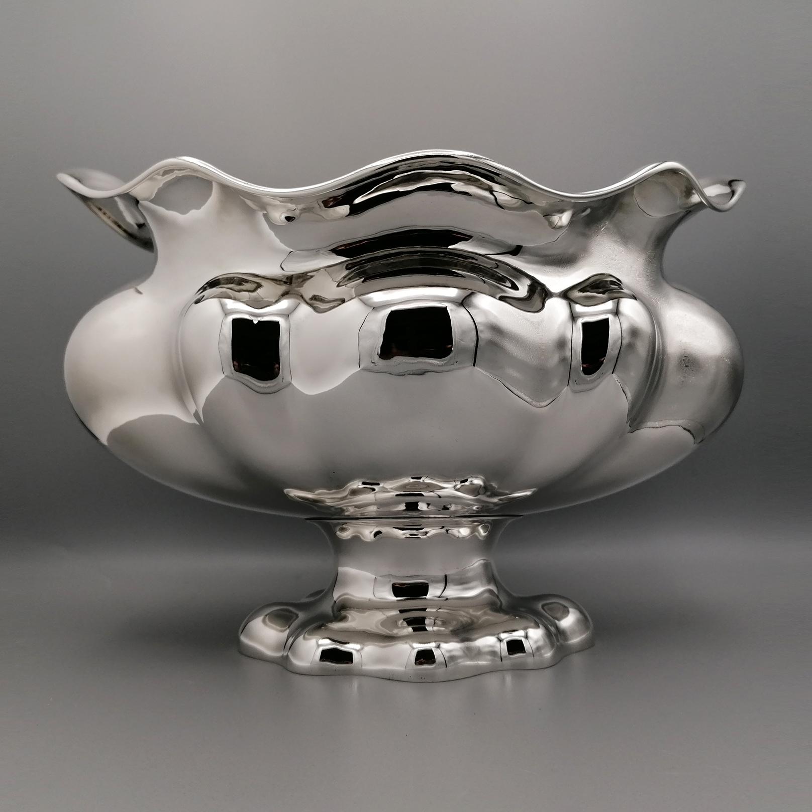 Baroque 20th Century Italian Solid Silver 800 Internally Gilded Centerpiece - Jatte For Sale