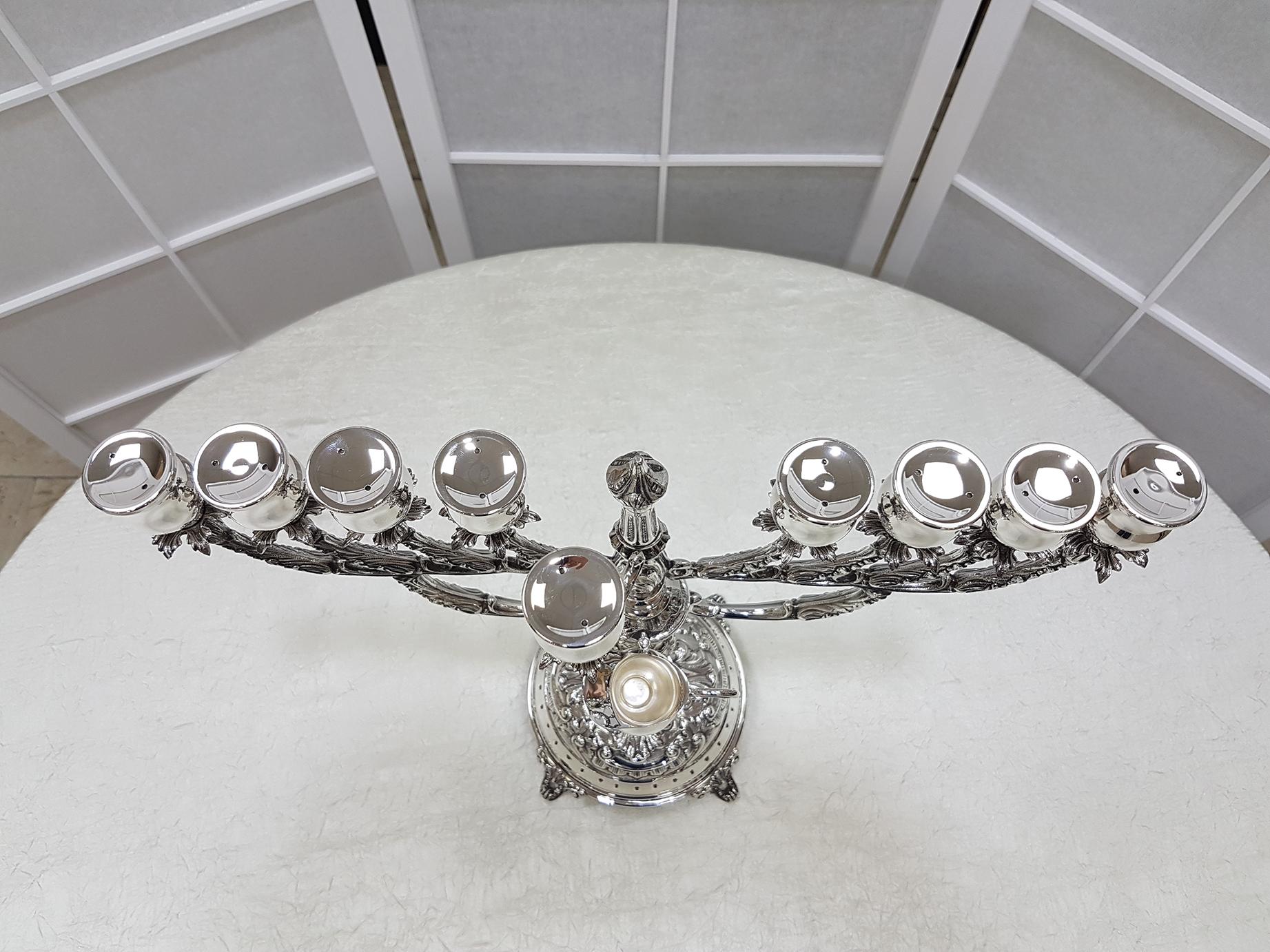 20th Century Italian Solid Silver 800 Nine Lights Chanukkiyah 6