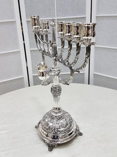 20th Century Italian Solid Silver 800 Nine Lights Chanukkiyah