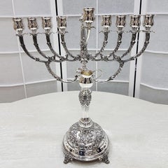 20th Century Italian Solid Silver 800 Nine Lights Chanukkiyah